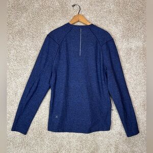 Lululemon Mens Surge Warm Crew Shirt Heathered Blue Black M Long Sleeve